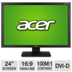 Monitor 24 LED ACER B243HL, FULL HD, 1920x1080, 5MS, VGA, DVI, Boxe incorporate