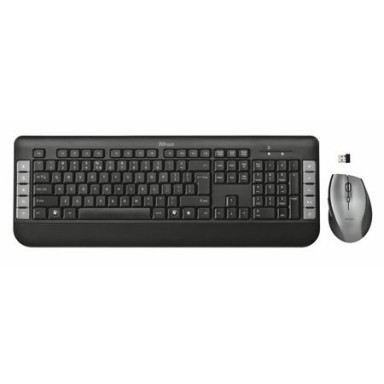 Kit Wireless tastatura + mouse optical Trust Tecla, USB, Negru/Gri